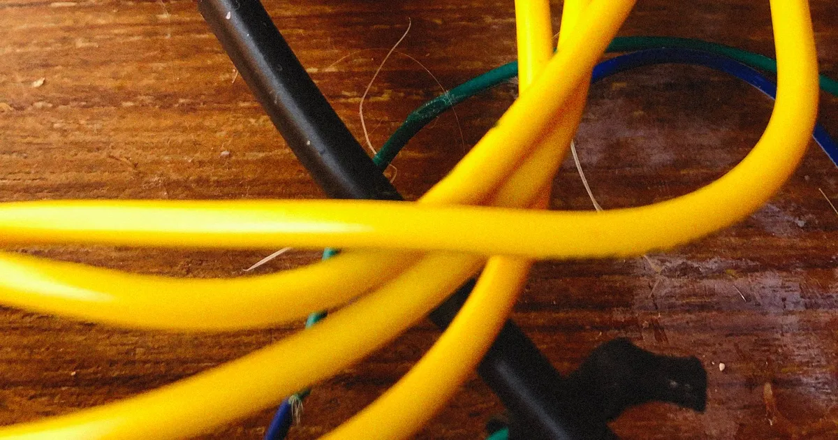 PEEK vs Ultem insulators: a screw terminal block on a power supply with brown, blue and yellow wires fixed in place
